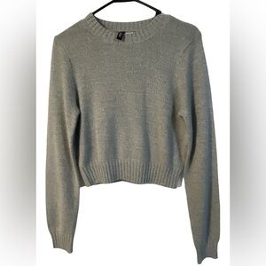 Divided Crew Neck Cropped Sweater Gray Small
